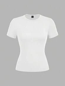 SHEIN EZwear 3件套女士休闲圆领修身长袖T恤套装，基础款T恤，女士3件装上衣，女士T恤，女士短袖上衣，纯色T恤，女士夏季上衣 - 彩色 - 查看 6