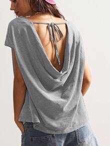 Bohemela Camiseta gráfica de estilo boho country casual y holgada para mujer, de verano - Gris - Ver 2