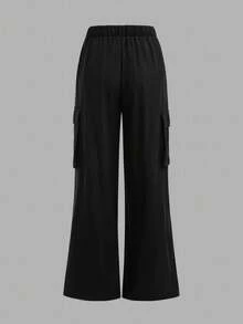 SHEIN Girlism 少女白色印花连帽衫和工装裤套装 - 黑與白 - 查看 9