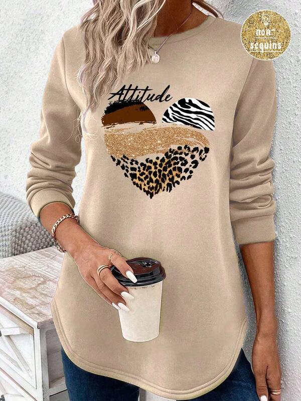 EMERY ROSE Plus Size Casual Loose Fit Crew Neck Sweatshirt, Fall/Winter