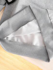SHEIN 1pc Tween Girls Oversized Crew Neck Long Sleeve Sweatshirt, Loose Fit With Detachable Bowknot Cuff Decoration, Casual Pullover For Autumn Fall Winter - Grey - View 7