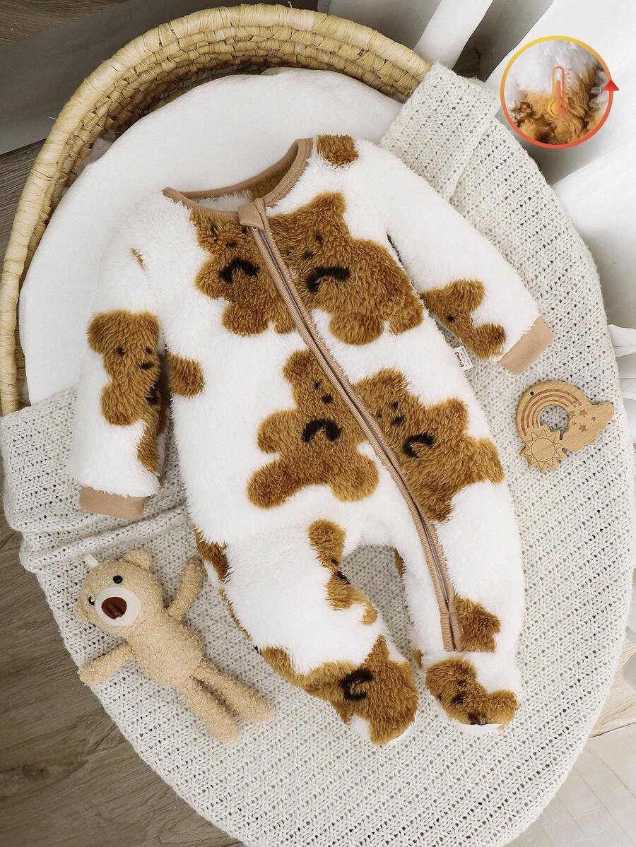 Cozy Pixies Tuta intera con cappuccio a orecchie e stampa a stelle per neonato maschio, maniche lunghe, pantaloni lunghi, casual e versatile, fodera termica spessa per autunno/inverno