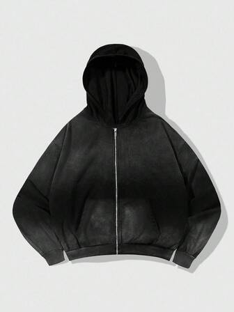 Street Life Felpa con cappuccio e chiusura lampo da uomo con stampa zebrata, vestibilità ampia