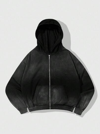 Street Life Men's Loose Fit Zebra Print Zip-Up Hoodie