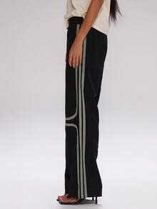 MUSERA بنطلون ذو ساق واسعة مع تشطيب مخطط، جميل للخريف والعودة إلى المدرسة، ملابس كاجوال وريفية وعملية للعمل والحفلات في عيد الميلاد ورأس السنة