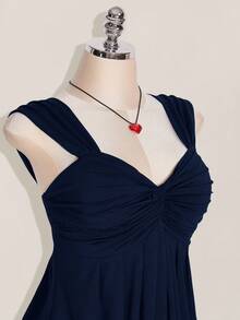 SHEIN ICON Plus Size Women's Black Twist Front Sleeveless Babydoll Knit Top, Y2K Style, Suitable For Graduation/Back To School Season, Summer Cute Tops - Navy Blue - View 6