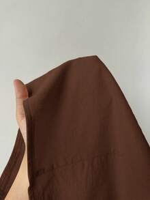 SHEIN EZwear 女士秋冬休闲棕色单排扣背心和裤子套装 - 棕色 - 查看 9