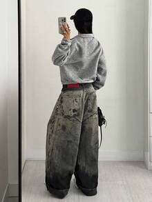 SHEIN Unity 长袖拉链口袋上衣 - 休闲纯色服装 - 淺灰色 - 查看 2