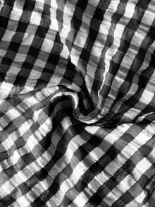 Rusticease Women's Elastic Waist Plaid Casual Straight Loose Versatile Pants Cozy Fall And Winter Clothes For Women  New Year Women's Clothes  Elegant  Gingham Pants Checkered Pants New Year Look - Black and White - View 7