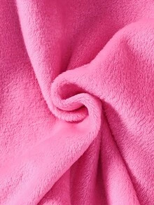 SHEIN Korean Style Casual Minimalist Baby Girls' Hooded Fleece Cartoon Bear Embroidered Sweatshirt Dress, Winter Fall - Hot Pink - View 3