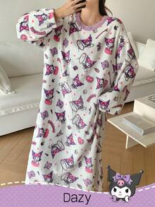 HELLO KITTY AND FRIENDS | SHEIN DAZY 女士卡通图案毛绒宽松睡袍，冬季睡衣