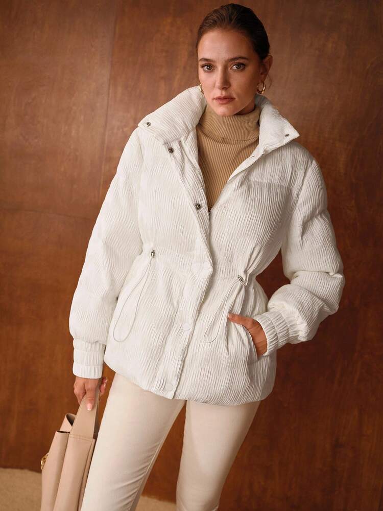 DRAWSTRING WAIST PADDED COAT