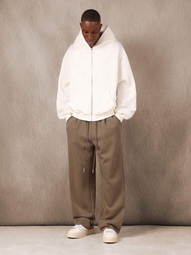 Essential Quilted Zip Hoodie With Side Pockets And Textured Pattern