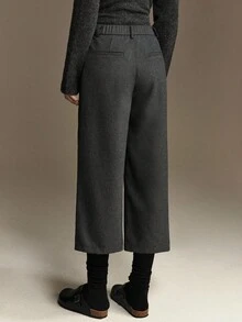 Ontre 2026 Spring/Summer New Versatile Vintage Elegant Business Casual Women's Apparel, All-Match Nashville Clothing, Easter & Christmas Outfits, Ladies' Spring/Summer Wool Blend Urban Commuter Business Casual Pants, Wedding Guest Attire - Grey - View 7