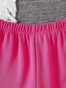 Sparklyn 2pcs/Set Girls' Casual Purple Bow Decor Cute Style Set Fall Winter - Hot Pink - View 7