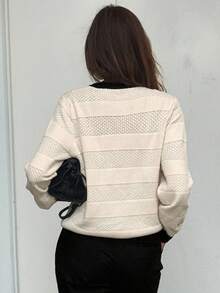 Vivie Lora Women's Autumn/Winter Fashion Color Block Cardigan School - Beige - View 4