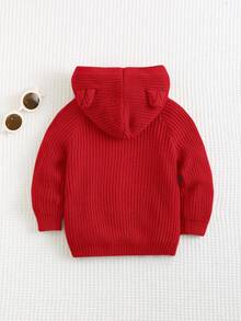 Cozy Pixies 新生男宝宝休闲百搭 3D 耳朵连帽长袖开衫毛衣秋冬装女宝宝