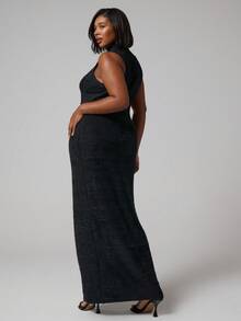 MUSERA Robe longue moulante à col montant sans manches grande taille pour les sorties en automne, hiver, période des fêtes et vacances