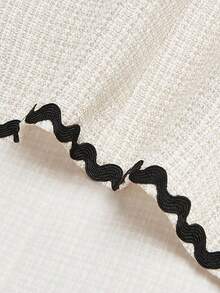 Elenzga Áo khoác cardigan nữ thanh lịch phối ren tương phản màu sắc, kiểu dáng patchwork. - Màu Khaki - Xem 8