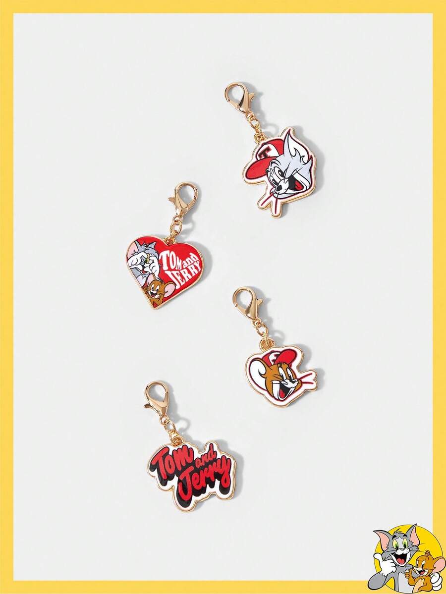 TOM & JERRY X SHEIN 1 Set Fashion Letter, Cartoon & Heart Pattern Keychains