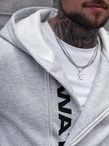 Manfinity CasualCool Casual Loose Long Sleeve Zip-Up Street Style Men Hoodies, For Fall Men Hoodies Casual Men Hoodies Pullovers Gray Hoodie Men Gym Hoodies Men Designer Hoodies Men