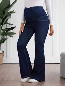 SHEIN Maternity Solid Color Casual Jeans,Stylish Commuter,Casual For Autumn/Winter,Casual Minimalist Basic , Suitable For Autumn/Winter , Suitable For Vacation, Party, Date, Gathering,Casual Versatile Suitable For Christmas, Halloween, Back To School, Vacation, Office Wear,High Waist Slimming High Stretch Skinny Fashionable Versatile Jeans, Christmas Denim,Christmas,New Year ,New Year Clothes