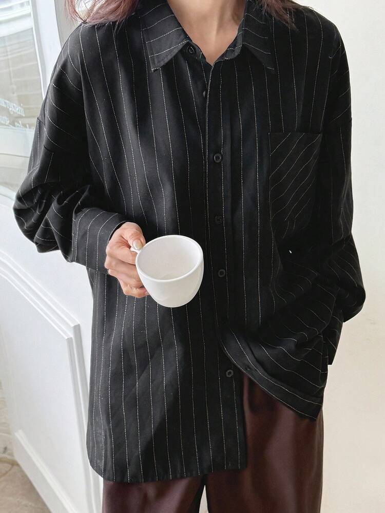 Women's Loose Plaid Street Casual School Shirt Long Sleeve Top