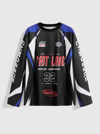 Street Life Camiseta gráfica de estilo motociclista, camiseta de manga larga de hip hop para mujeres