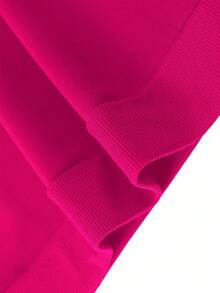 Manfinity Homme 宽松男士标语卡通图案口袋抽绳粉色连帽衫，街头风，秋季长袖上衣 - 玫紅色 - 查看 5