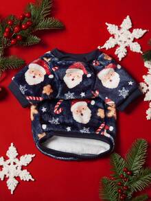 PETSIN 1 宠物圣诞猫狗通用蓝色圣诞老人雪花姜饼人图案印花毛绒玩具，温暖舒适，适合狗狗圣诞节 - 彩色 - 查看 4