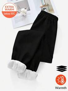 SHEIN Fodrade termobyxor för tonårsflickor, antracitgrå, höst/vinter - Svart - Visa 6
