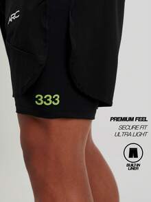 ARC Comfort-Fit Hybrid Workout And Lifestyle Active Trainning Stretch And Pockets Shorts - Black - View 5