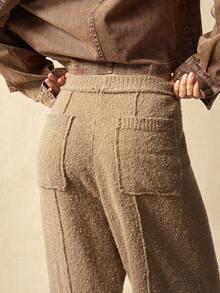 Bohemela Women's Casual Solid Color Knit Pants, Autumn/Winter - Apricot - View 6