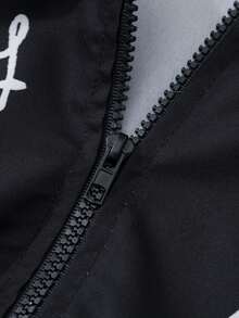 ROMWE MEN Goth Camicia casual da uomo con stampa di teschi e lettere, con chiusura lampo, autunnale