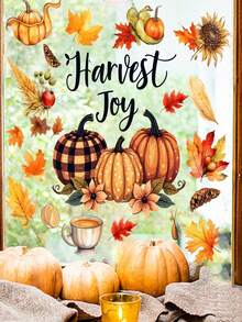 1Pc Autumn Maple Leaf Window Sticker, Home Decor Sticker, Reusable Glass Sticker, Asymmetrical Shape Removable, Suitable For Home, Bathroom, Party, Store Decoration, Thanksgiving - Multicolor - View 4