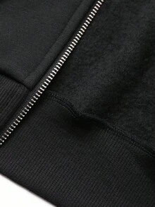 FRIFUL Jaqueta feminina preta lisa com capuz, gola de pele sintética, mangas compridas, cordão na barra, modelagem solta, estilo casual e versátil, ideal para outono e inverno. - Preto - Ver 7