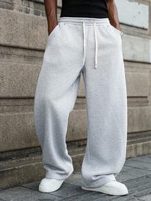 Manfinity Hypemode Men's Loose Fit Casual Sweatpants, Versatile Street Style Joggers Suitable For Streetwear, Casual Daily Wear, Weekend Outings, Music Festivals, Social Gatherings And More. This Pant Is An Essential Versatile Piece In A Man's Wardrobe, Making It A Great Gift For Boyfriends Or Husbands. Oversized Sweatpants  Sweats Sweatpants Wide For Men Pro Club Sweat Pants Grey Baggy Sweatpants
