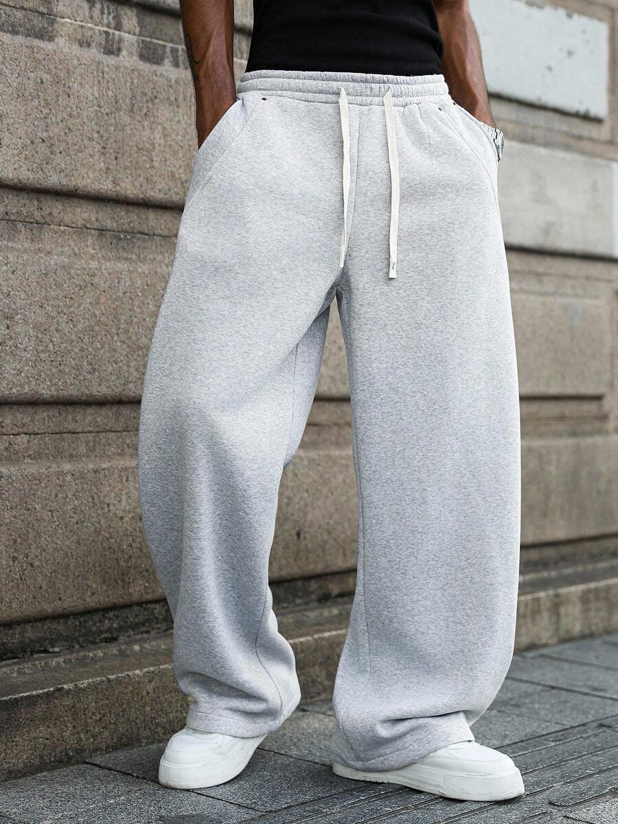 Manfinity Hypemode Men's Loose Fit Casual Sweatpants, Versatile Street Style Joggers Suitable For Streetwear, Casual Daily Wear, Weekend Outings, Music Festivals, Social Gatherings And More. This Pant Is An Essential Versatile Piece In A Man's Wardrobe, Making It A Great Gift For Boyfriends Or Husbands. Oversized Sweatpants  Sweats Sweatpants Wide For Men Pro Club Sweat Pants Grey Baggy Sweatpants