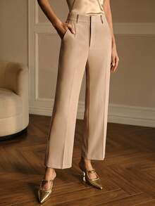 MOTF Classy Pantalones de traje con bolsillos sesgados delanteros - Caqui - Ver 3