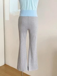 Quần ống loe xếp ly cạp cao phối màu đa năng, thường ngày, đi làm cho bé gái tuổi mới lớn, phù hợp mặc vào mùa xuân, mùa hè, mùa thu, phù hợp để tập thể dục ngoài trời và mặc đi học, trang phục cầu kỳ cho bé gái, trang phục phong cách công chúa cho bé gái, phù hợp cho mùa cưới và phong cách dễ thương, không có họa tiết truyền thống, chủ yếu là họa tiết hoa/trang trí một phần - Nhiều màu - Xem 2