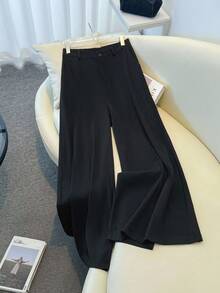 SHEIN Clasi Plus Solid Wide Leg Suit Pants Graduation,Back To School,Teacher Outfits For Women Winter Fall Autumn - Black - View 2
