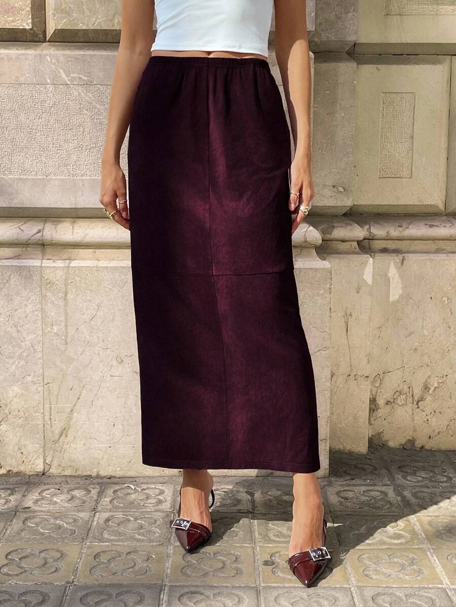 Aloruh Jupe  rouge cerise pour femmes, automne/hiver - Rouge foncé - Voir 1