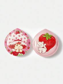 Strawberry Shortcake X SHEIN Bộ 2 miếng bông trang điểm mềm mại in hình dâu tây dễ thương, ý tưởng quà tặng. - Nhiều màu - Xem 6