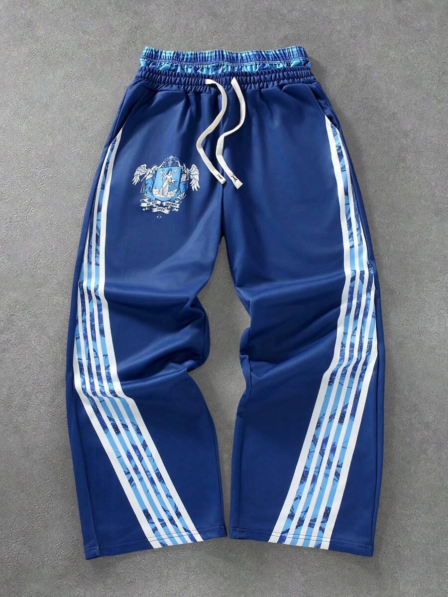 PAVTROS Quần nỉ nam dáng rộng, dây rút, thích hợp mặc hàng ngày, quần thể thao nam, quần nỉ màu xanh, quần thể thao nam, quần dạo phố nam, quần hip hop - Màu xanh hải quân - Xem 1