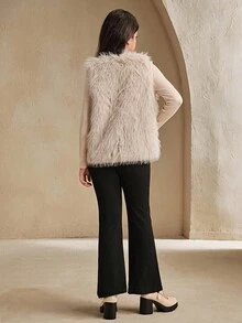 SHEIN Tween Girl 3pcs Plush Vest, Turtleneck Sweater And Flared Pants Set, Comfy Casual Korean Style Autumn Winter Outfit - Multicolor - View 2