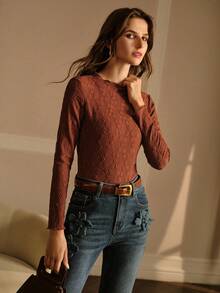 MOTF PREMIUM CAMISETA CON VOLANTE TEXTURIZADO - Marrón - Ver 6