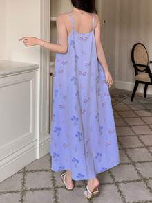 DAZY 女式花卉印花拼布装饰吊带睡衣 - 淡紫色 - 查看 2