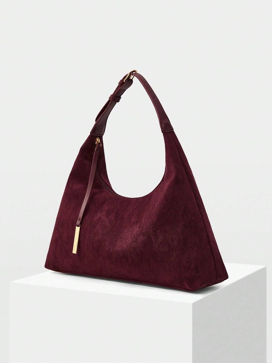 MOTF PREMIUM SOLID SUEDE OVERSIZED BUCKET SHOULDER BAG, PERFECTLY MATCHING WITH FALL OUTFITS WOMEN
