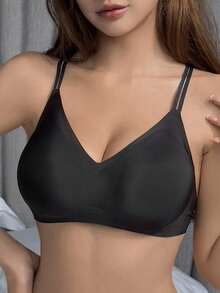 DAZY 1pc Wireless Criss-Cross Back Minimalist Lift Bra For Women Lingerie For Women - Black - View 5