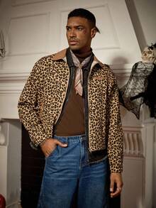 RivetRise Áo khoác denim ngắn cổ điển họa tiết da báo vá cổ điển phong cách cổ điển dành cho nam, ngày lễ Halloween, ngày lễ các thánh, phong cách Punk cổ điển, giặt sạch, dành cho mùa thu - Nhiều màu - Xem 4